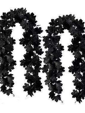 Halloween Artificial Maple Leaf Lifelike For Decorating Home/Wall Black